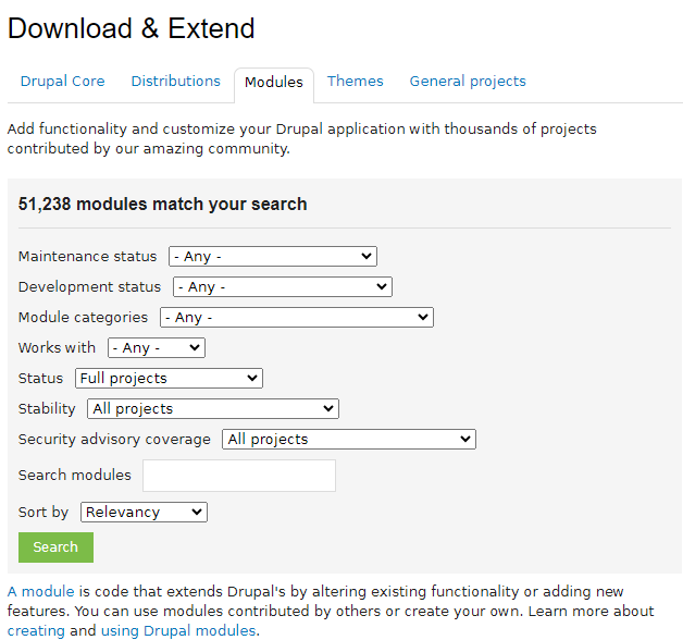 Drupal - available modules Modules for Drupal