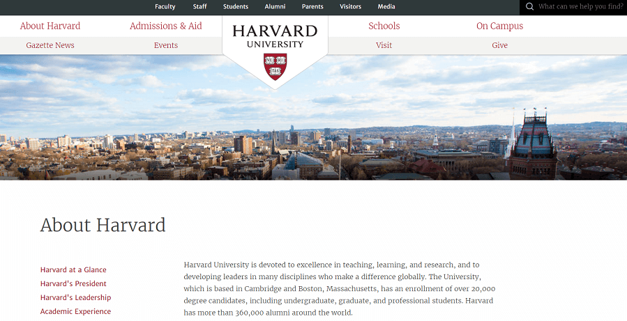 Harvard's website on Drupal Harvard's website on Drupal