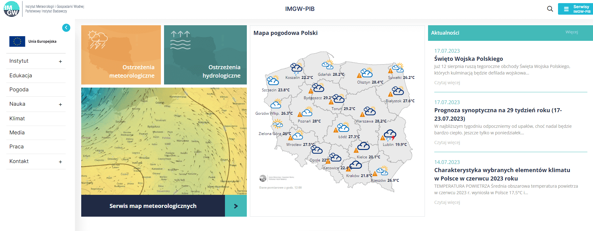 Strona główna IMGW Strona IMGW na Drupalu