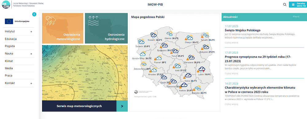 Intitute of Meteorology and Water Management's Drupal-based website Intitute of Meteorology and Water Management's website on Drupal