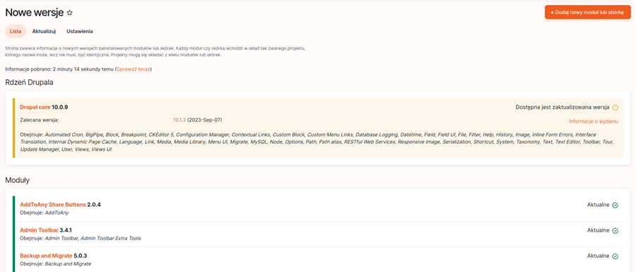 Update Manager - wygląd