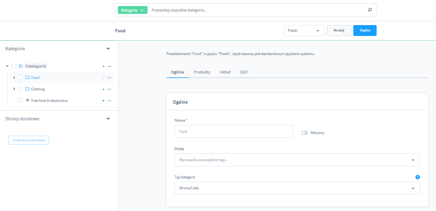Zarządzanie kategoriami Shopware 6