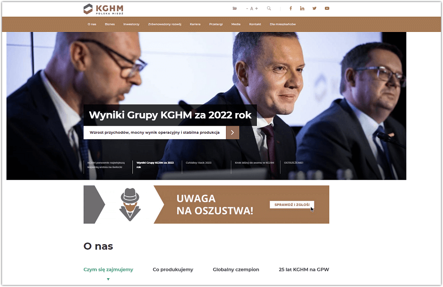Strona KGHM na Drupalu Strona główna KGHM