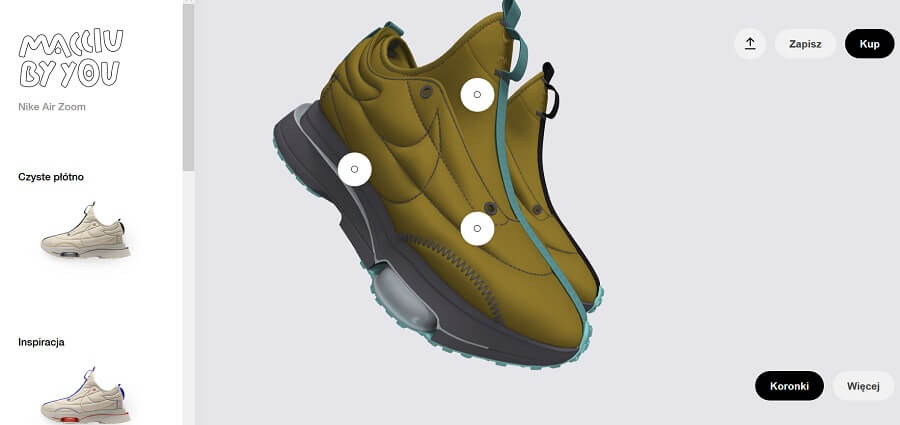 Konfigurator butów na stronie Nike Konfigurator butów Nike