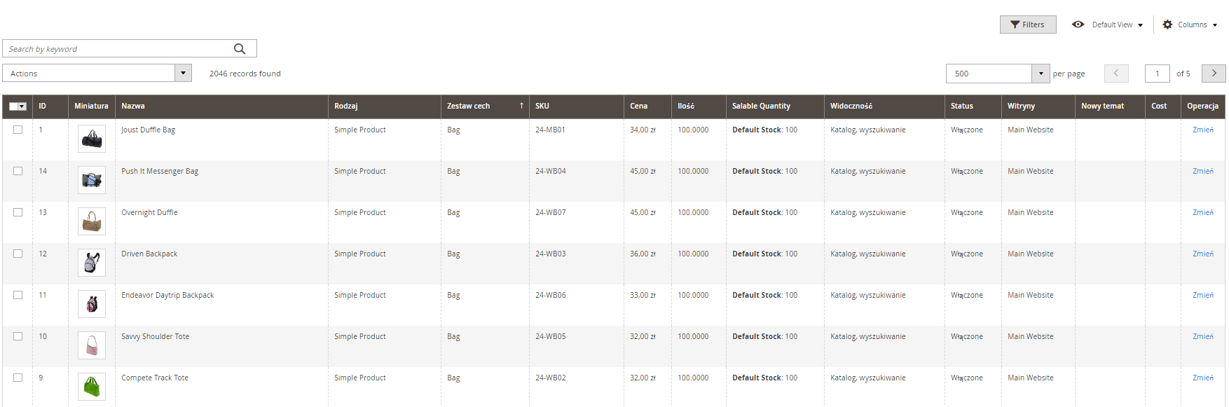 Produkty w sklepie Magento Lista produktów w sklepie Magento