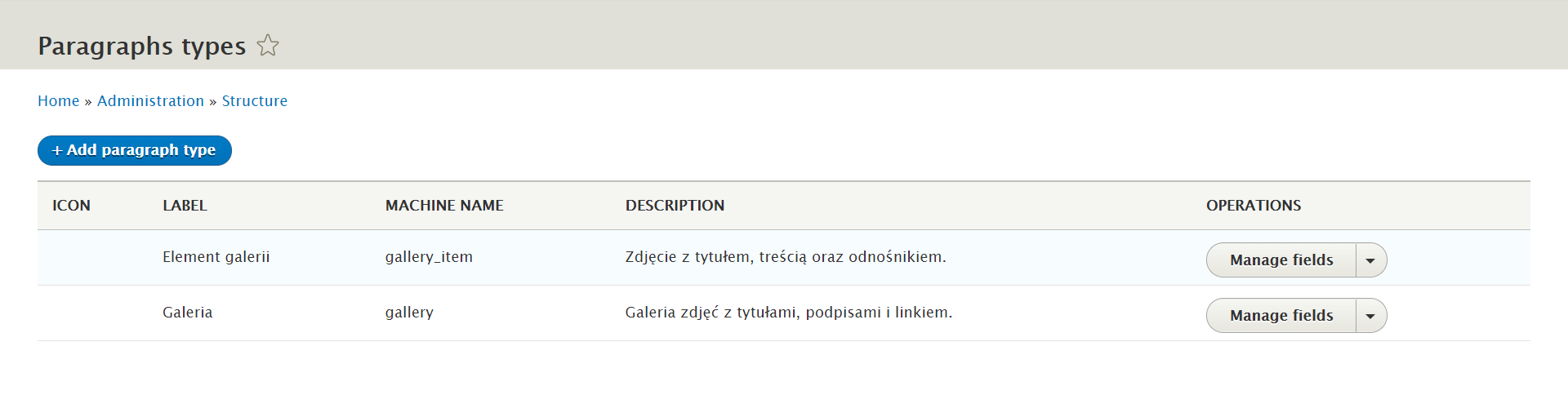 Lista typów paragrafów Lista typów paragrafów