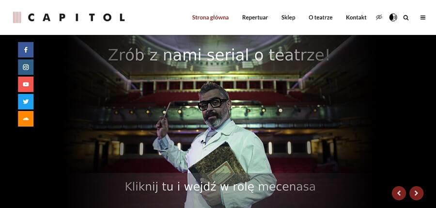 Menu poziome strony teatru Capitol Menu strony teatru Capitol