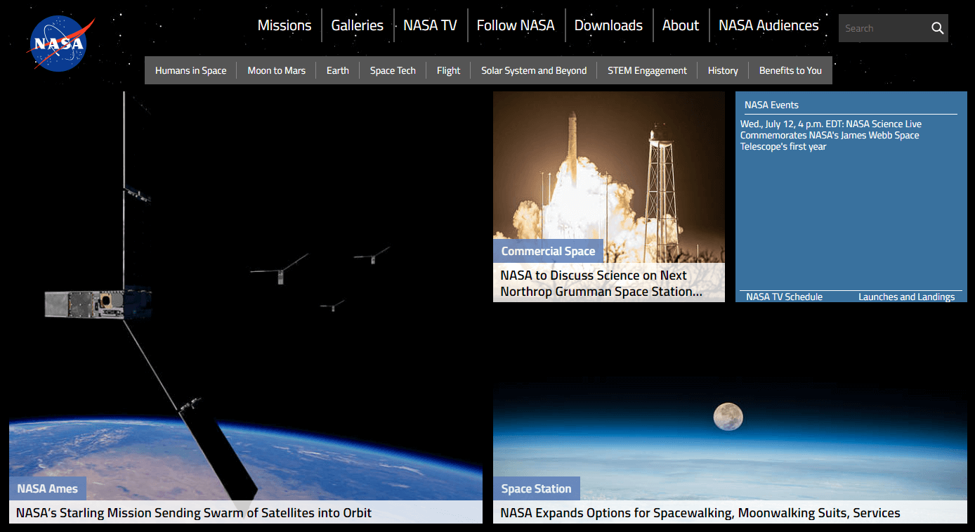 Strona główna NASA Strona główna NASA w Drupalu