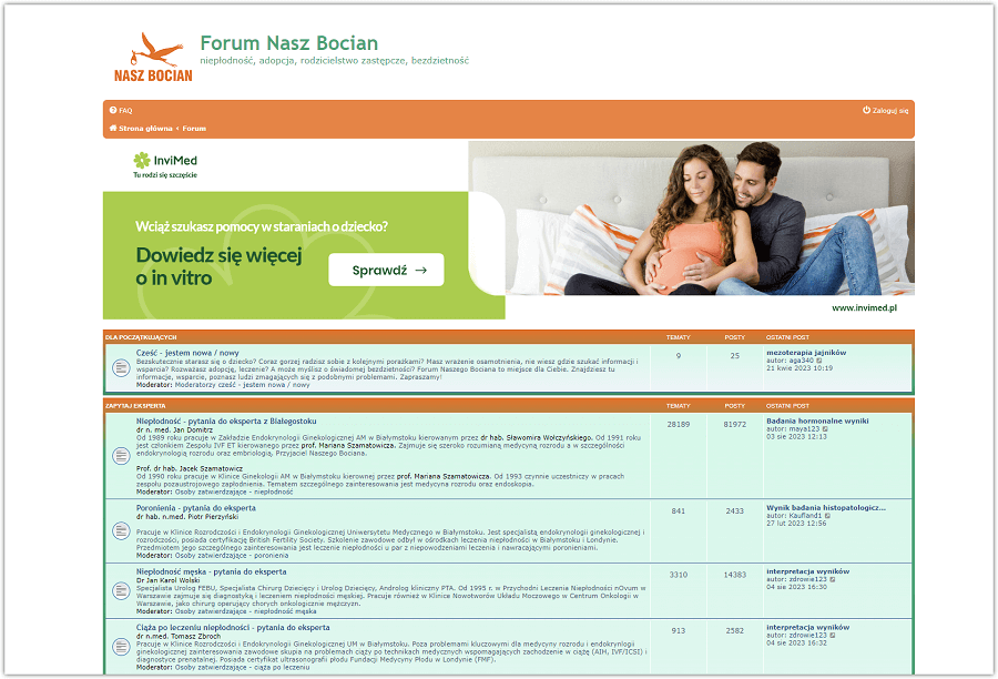 Strona serwisu Nasz Bocian na Drupalu Forum serwisu Nasz Bocian
