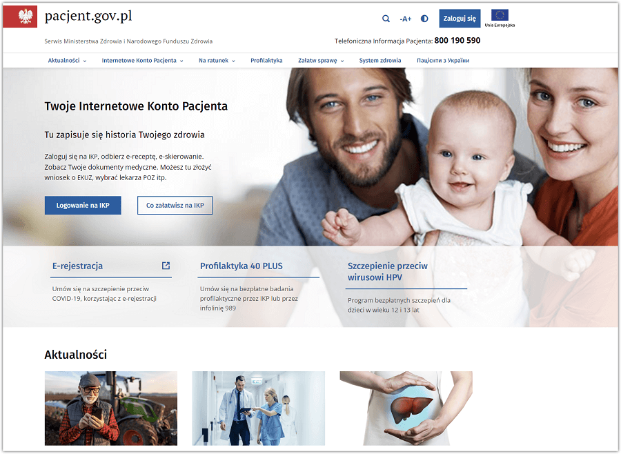 Strona pacjent.gov.pl w Drupalu Strona główna pacjent.gov.pl