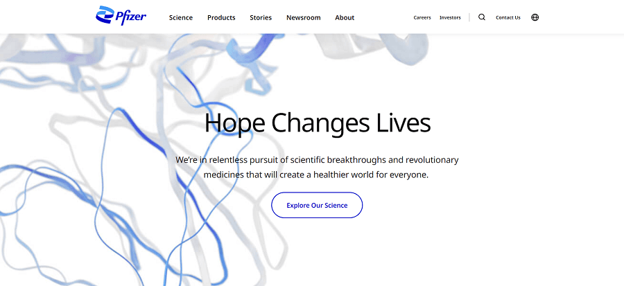 Pfizer's Drupal-based website Pfizer's website on Drupal