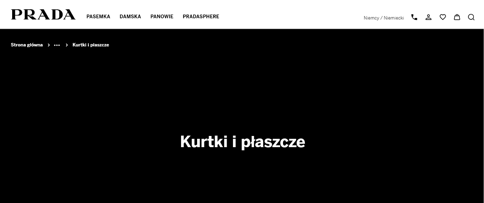 Jak wyglądają breadcrumbs w sklepie Prady? Breadcrumbs w sklepie Prady