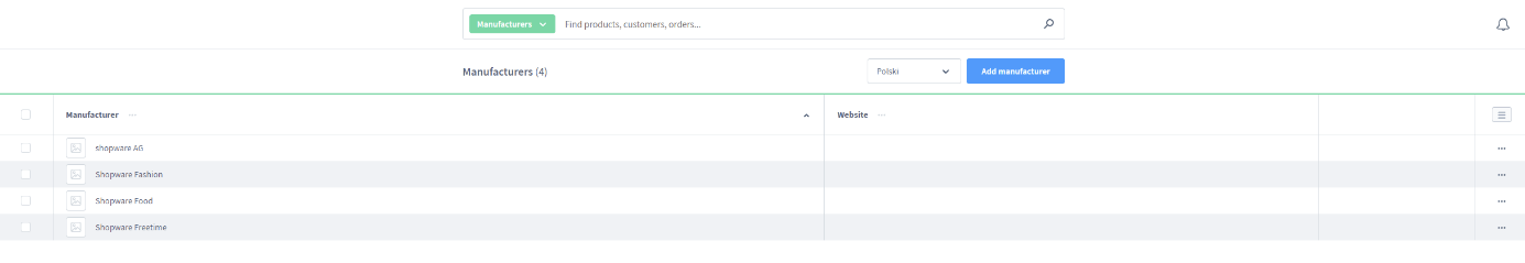 Zarządzanie producentami Shopware 6