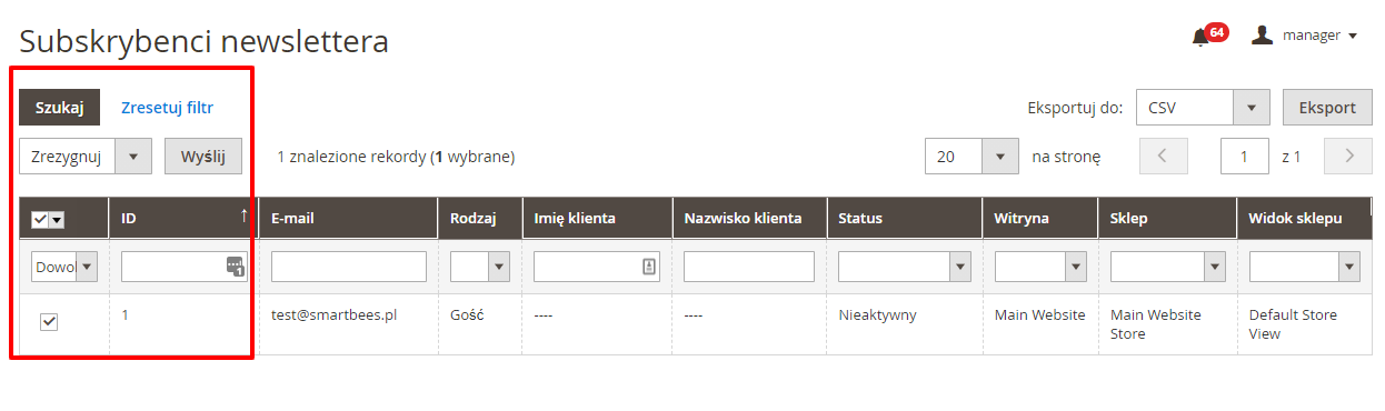 Rezygnacja klienta z newslettera Rezygnacja klienta z newslettera