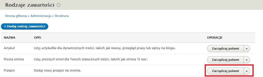 Rodzaje zawartości - przepis Rodzaj zawartości - przepis