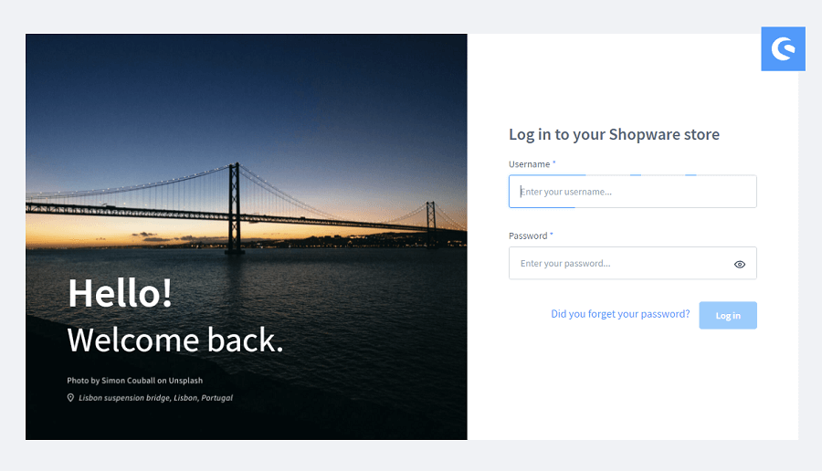 Logowanie do panelu Shopware 6 Shopware 6 - strona logowania