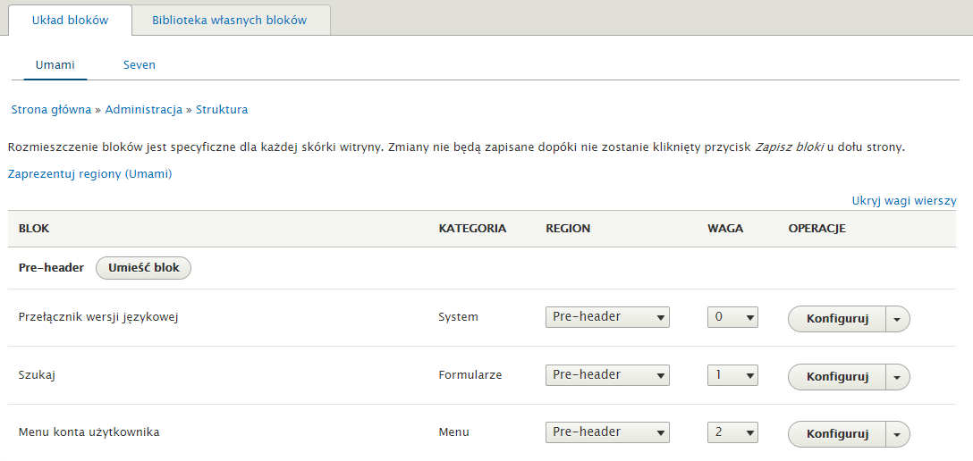 Układ bloków - tłumaczenie strony Drupal Układ bloków - tłumaczenie strony Drupal