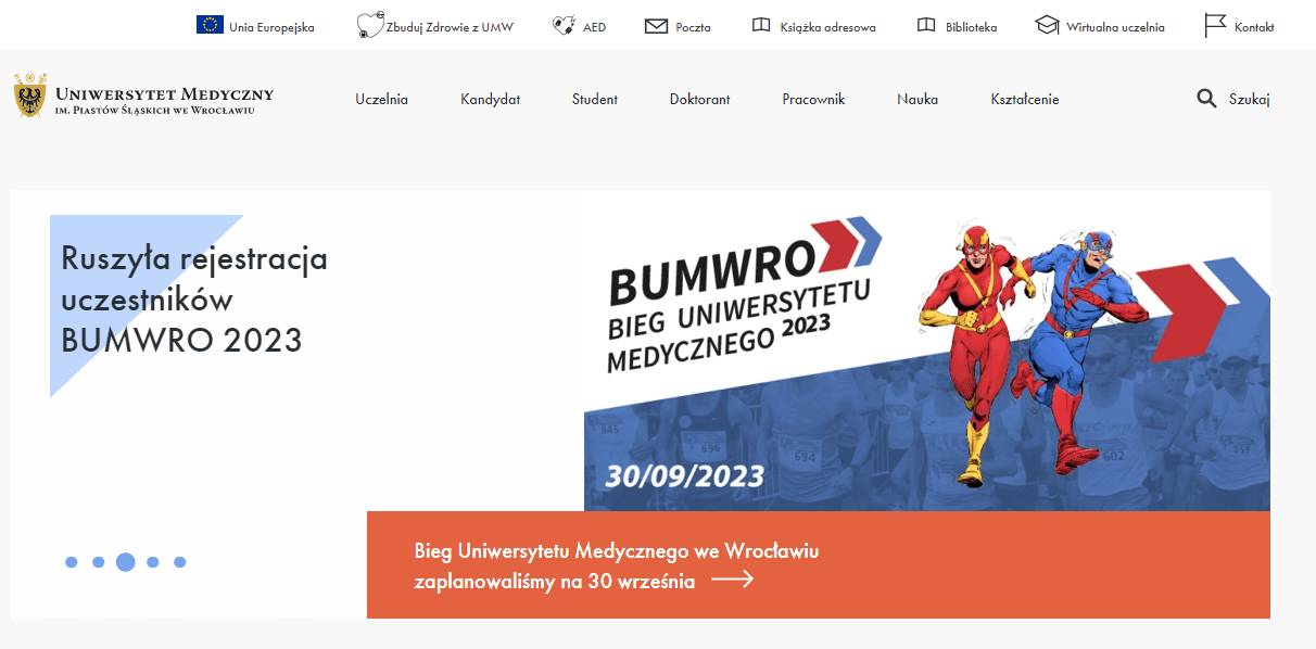 Strona główna Uniwersytetu Medycznego we Wrocławiu Strona Uniwersytetu Medycznego we Wrocławiu na Drupalu