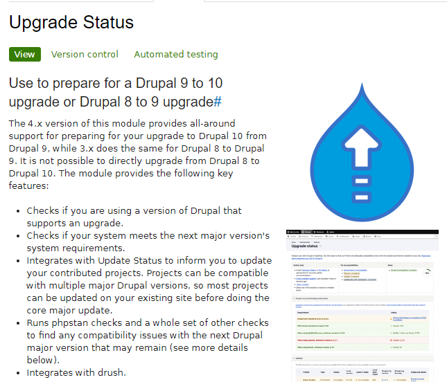 Upgrade Status - moduł w Drupalu Moduł Upgrade Status