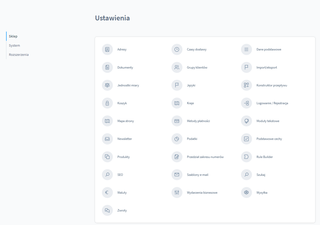 Zarządzanie ustawieniami sklepu Shopware 6