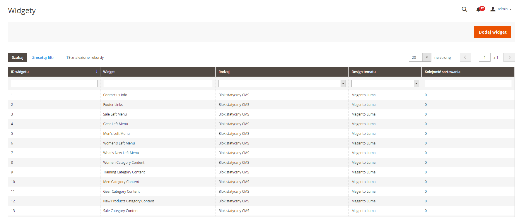 Widget Magento widget-magento-pole