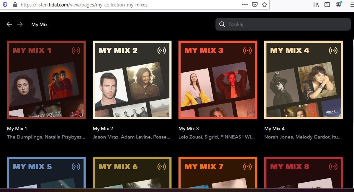Propozycje utworów w Tidal