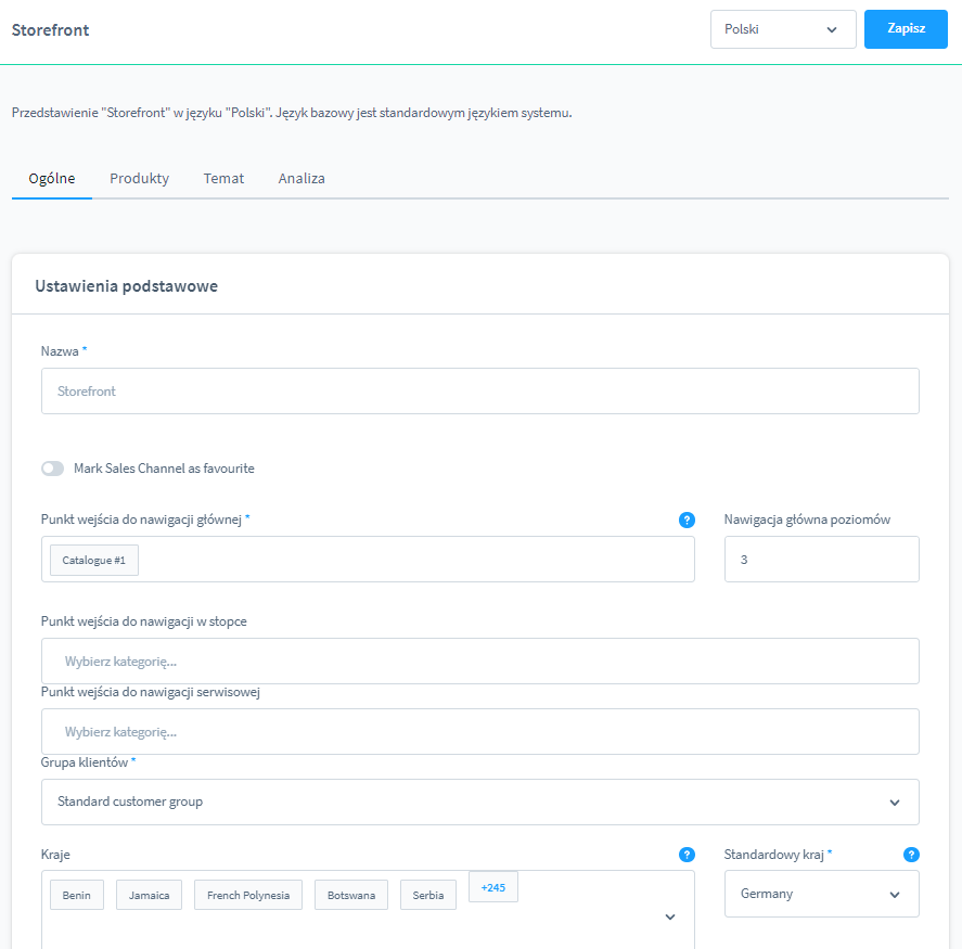 Kanał sprzedaży Shopware 6 - zarządzanie Zarządzanie kanałami sprzedaży Shopware 6