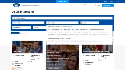 Witryna Akademia Leona Koźmińskiego - wybór kierunku
