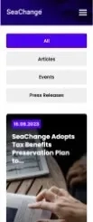 Mobile view of the Seachange website