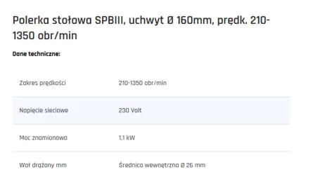 Dane techniczne na karcie produktu Sumaris Karta produktowa dla Sumaris