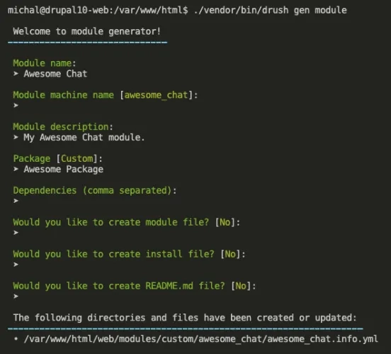 Tworzenie modułu w narzędziu Drush