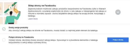 Połączenie strony z katalogiem produktów FB