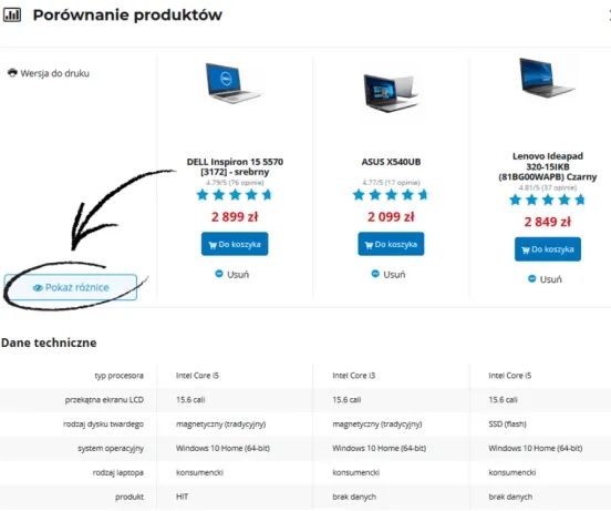 Porównywarka sprzętów elektronicznych