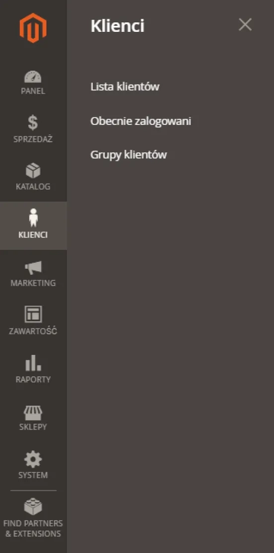 Lista klientów w Magento 2