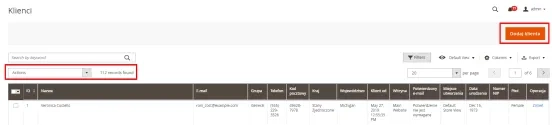 Opcje edycji listy klientów w Magento 2