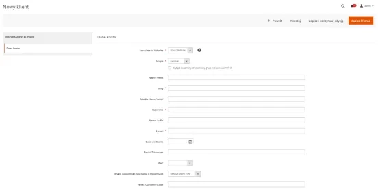 Tworzenie konta klienta w Magento 