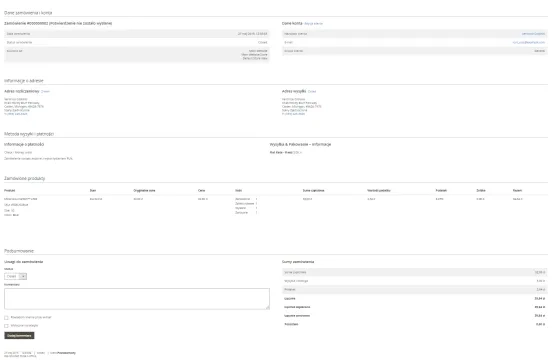 Szczegółowe informacje o zamówieniu w Magento