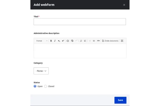 Webform settings
