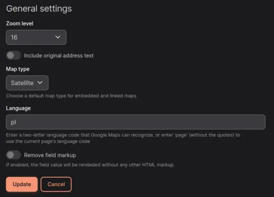 Map settings