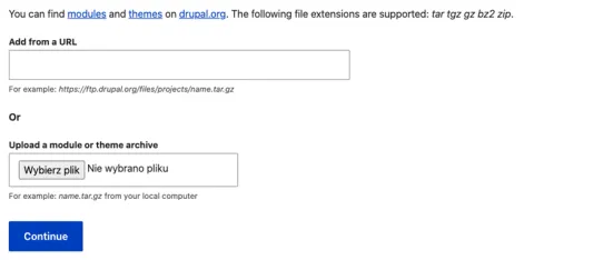 Instalacja z panelu CMS