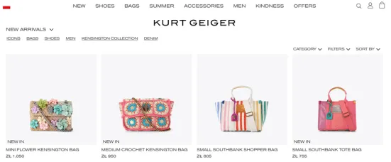 Kurt Geiger sklep na Magento