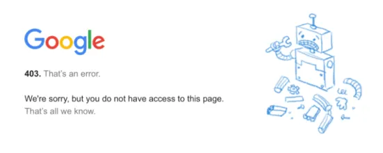 Przykład, jak wygląda błąd 403