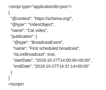 Schema Video metadata