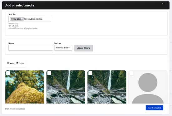 Select media in Drupal