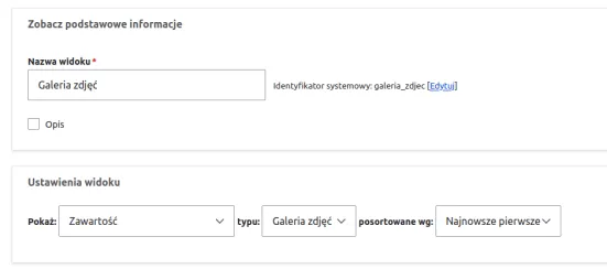 Ustawienia widoku w Drupalu