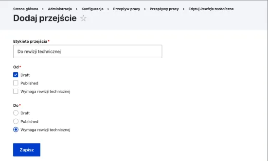 Jak dodać nowe przejście w module Drupal