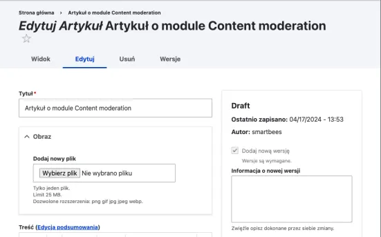 Opcje edycji treści