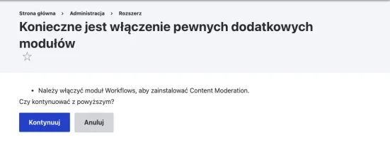Włączenie modułów Workflows i Content Moderation