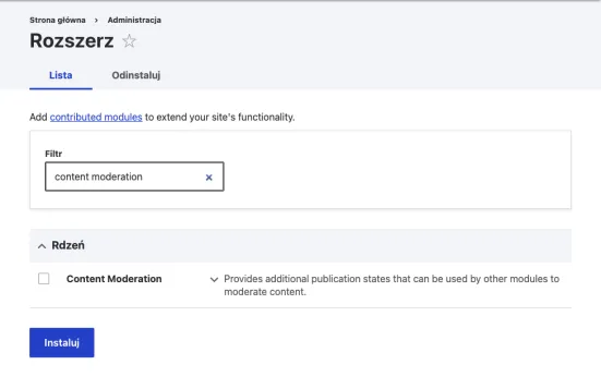 Jak zainstalować moduł Content Moderation