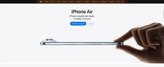 Gama kolorystyczna strony internetowej Apple